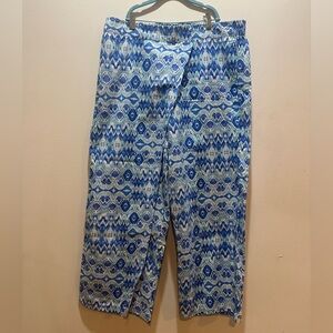Island Collection Stella Parker Blue and Teal Patterned Pants